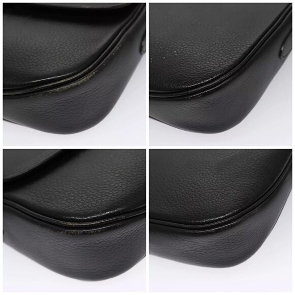 Burberrys Shoulder Bag Leather Black Auth ep6980